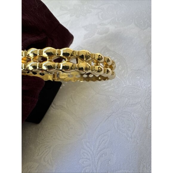 Columbia Stacked Bracelet Jewelry Goldtone Wide Chain Link Cuff Bangle NEW - Picture 11 of 11